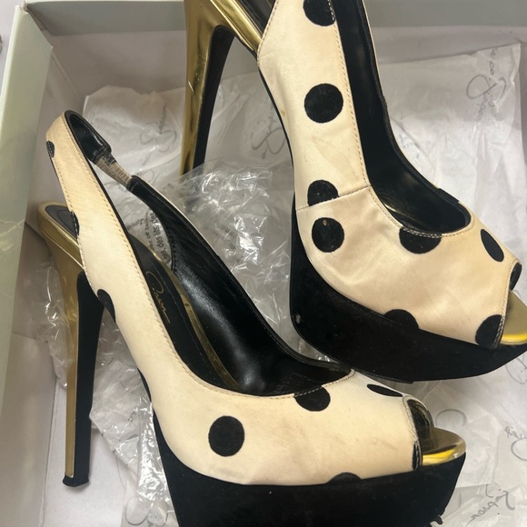 Jessica Simpson Halie2 Nude Satin Dots 8.5 - Picture 4 of 5